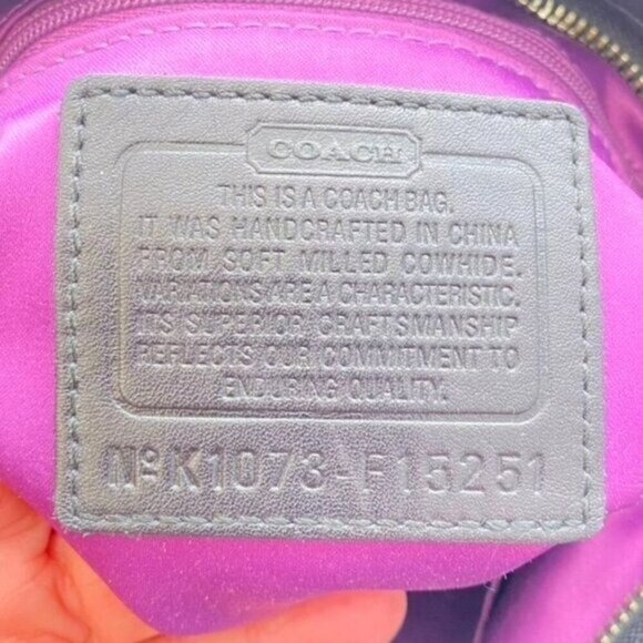 COACH Y2K  Carly Black Leather Hobo Shoulder Bag w Silver Chain & Purple Lining - Picture 7 of 11